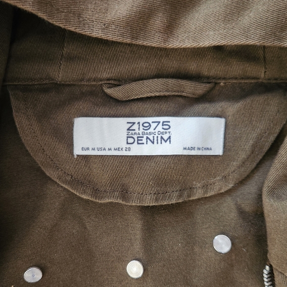 Zara basic army green graphic Hooded Jacket - Picture 5 of 13